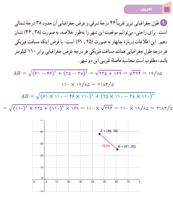 جواب درس 1 فصل اول ریاضی یازدهم تجربی - فرمول های هندسه تحلیلی 35 ص 9 ریاضی یازدهم تجربی