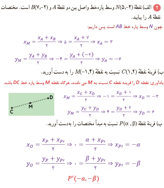 جواب درس 1 فصل اول ریاضی یازدهم تجربی - فرمول های هندسه تحلیلی 28 کار در کلاس صفحه 7 ریاضی یازدهم